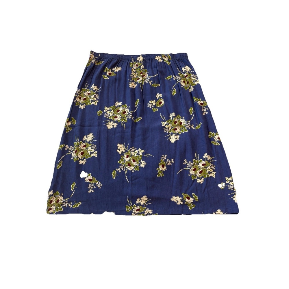 Salaam Skirt Women Medium Large Blue Floral A-Line Stretch Bohemian Boho Granola